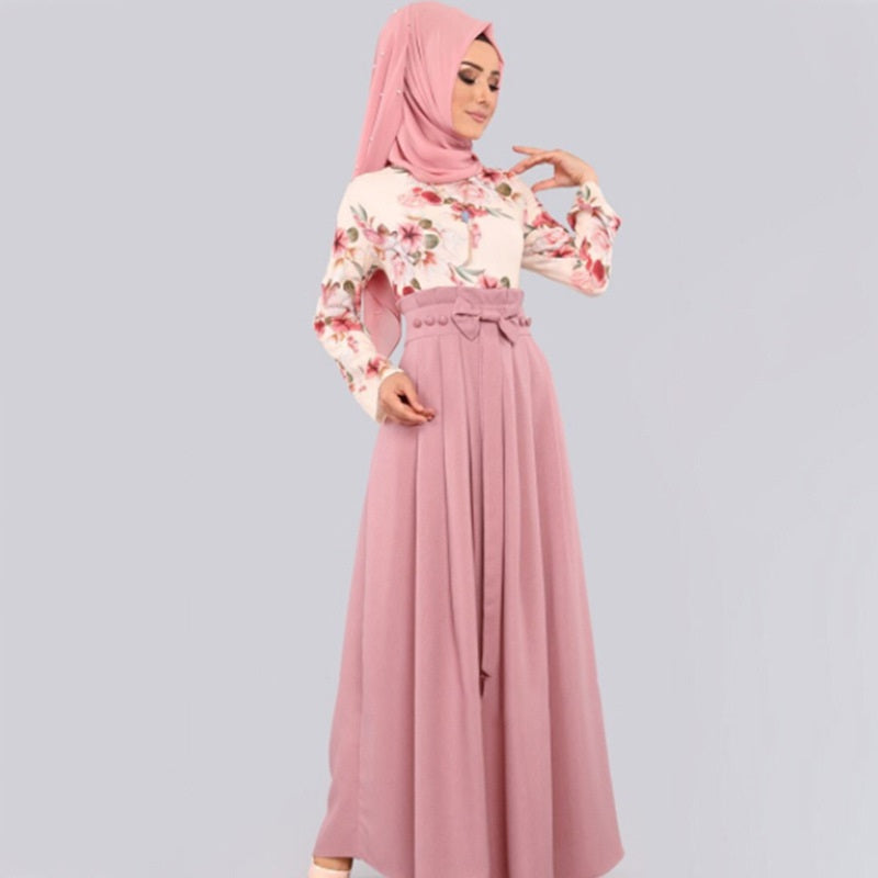 Stylish Floral Print Dress - Middle Eastern Style for Fashionable Look