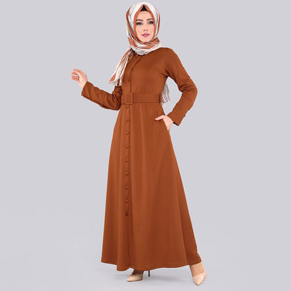 Elegant Dubai-Style Elastic Maxi Dress