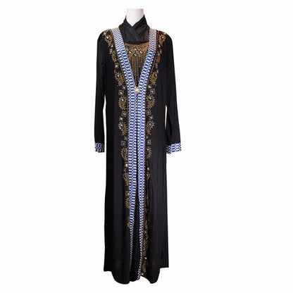 Beaded Crystal Hemp Embroidered Abaya