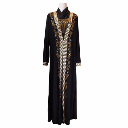 Beaded Crystal Hemp Embroidered Abaya