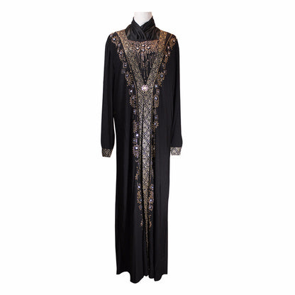 Beaded Crystal Hemp Embroidered Abaya