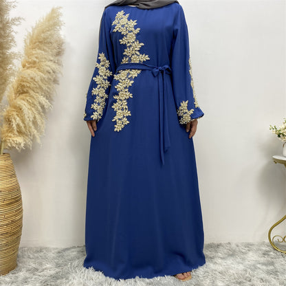 Elegant Lace & Beaded Dress for Women - Fashionable Ice Silk Wrinkle Design