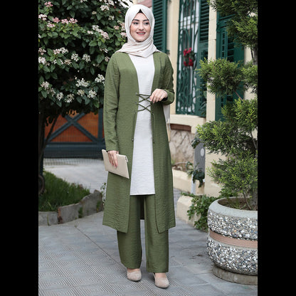 Elegant Three-Piece Women's Abaya Set