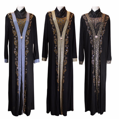 Beaded Crystal Hemp Embroidered Abaya