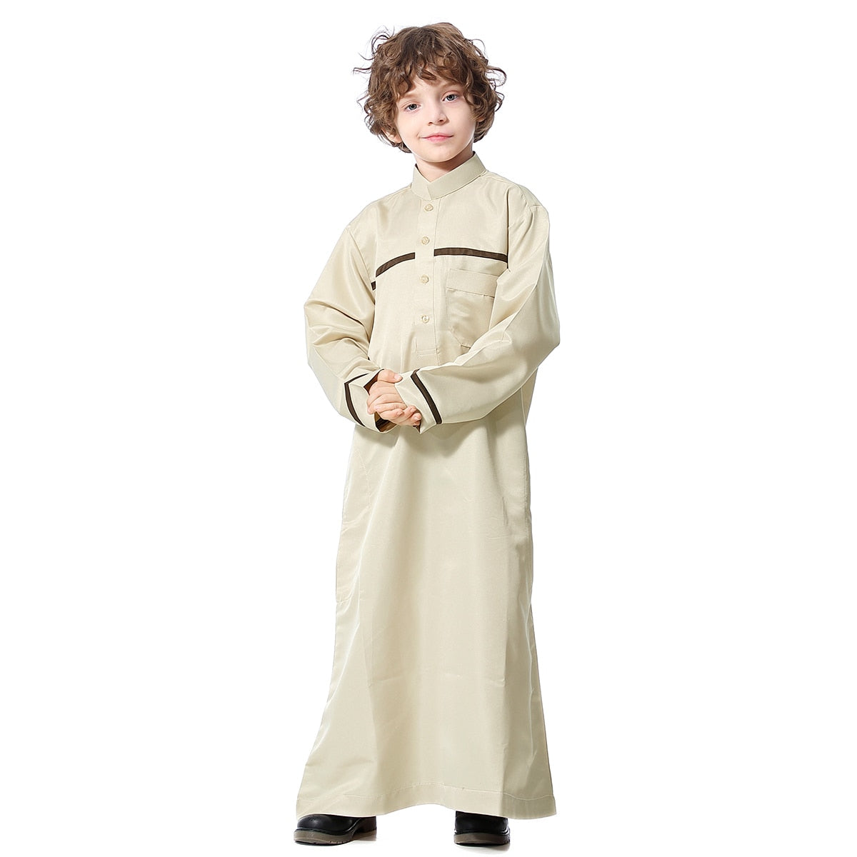 Elegant Middle Eastern Thobe for Boys - Casual Long Sleeve Kaftan