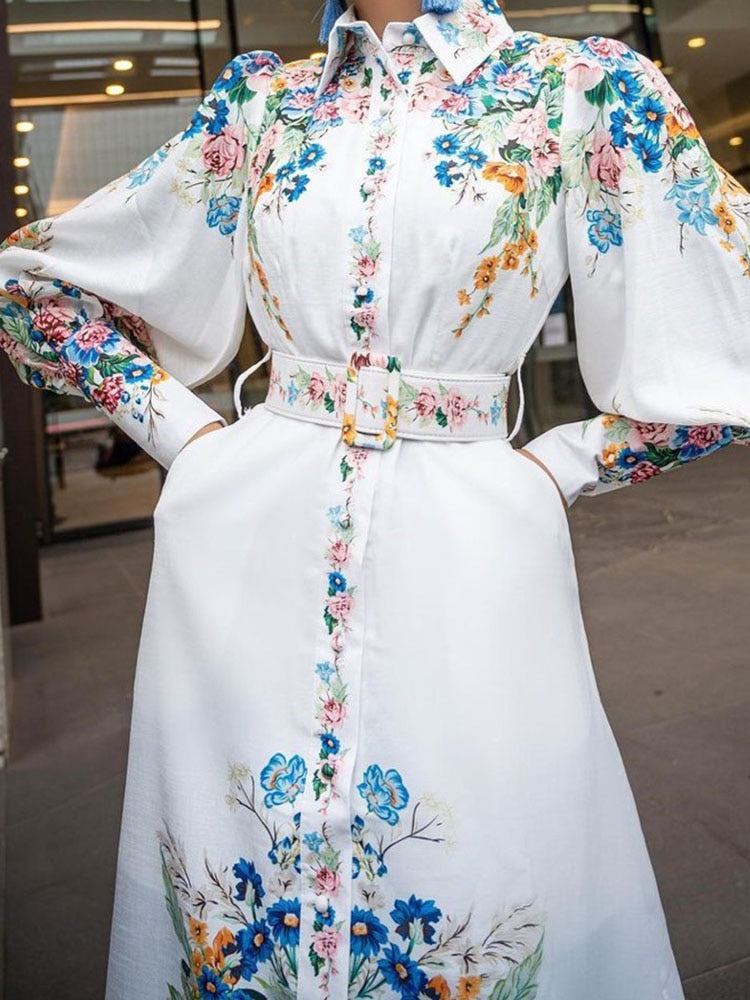 Enchanting Blue Floral Print Abaya