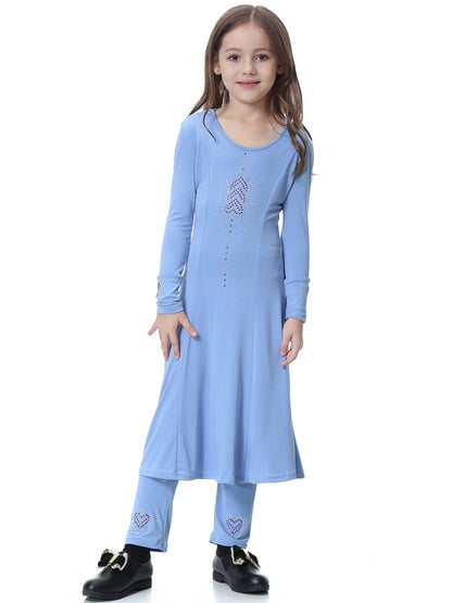 Stylish Muslim Girls Abaya: Elegant Long Sleeve Dress for Islamic Occasions