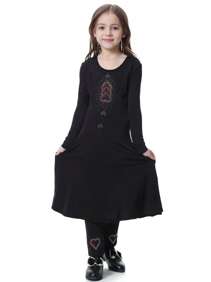 Stylish Muslim Girls Abaya: Elegant Long Sleeve Dress for Islamic Occasions