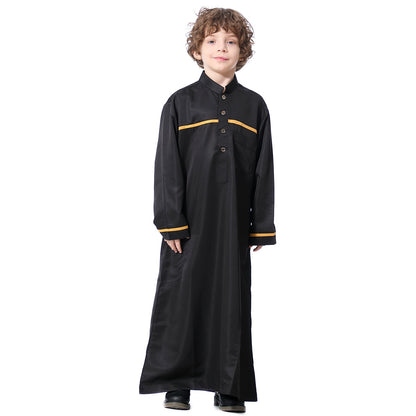 Elegant Middle Eastern Thobe for Boys - Casual Long Sleeve Kaftan