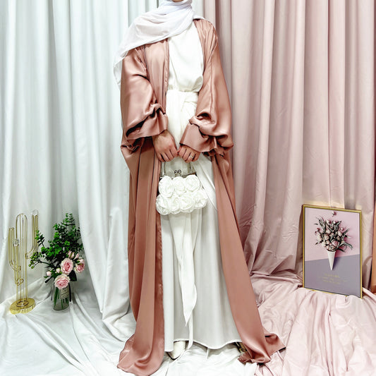 Elegant Dubai Abaya with Puff Sleeves and Flowing Skirt