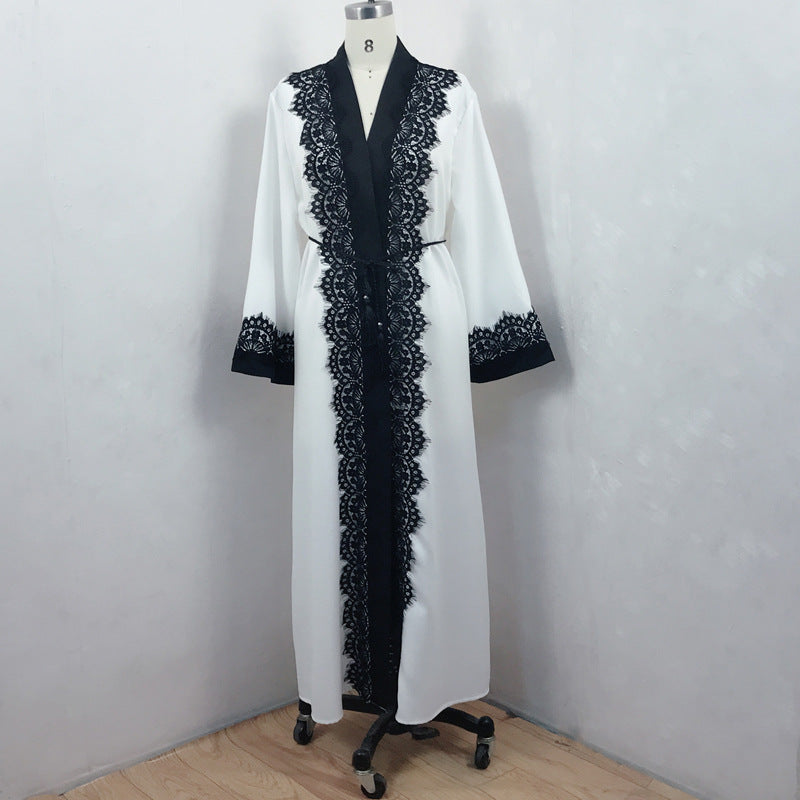 Elegant Women's Lace Cardigan Robe Dress
